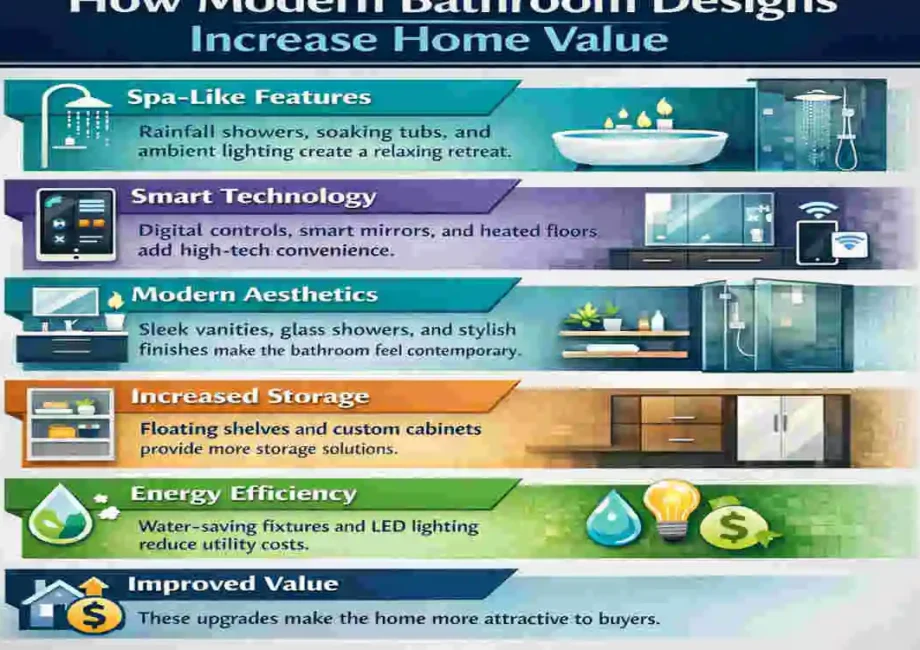 tell me about modern bathroom designs that increase home value