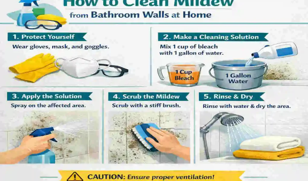 how to get mildew off walls in bathroom