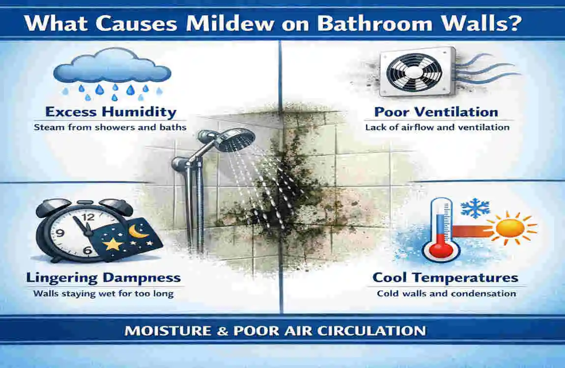 What Causes Mildew on Bathroom Walls?