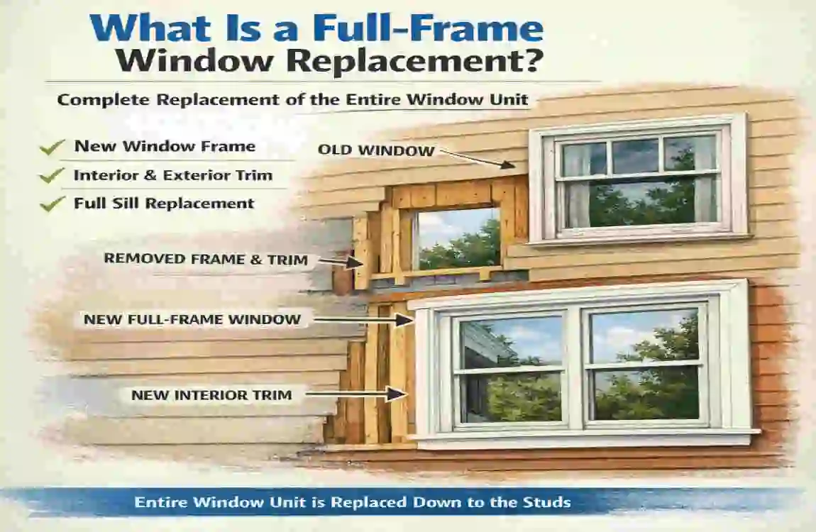full-frame window replacement in brick house