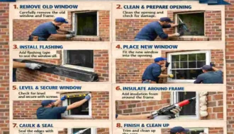 full-frame window replacement in brick house