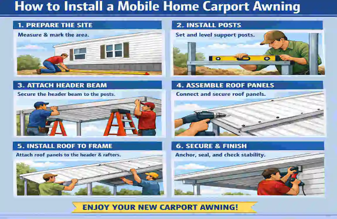 How to Install a Mobile Home Carport Awning - home comfort experts