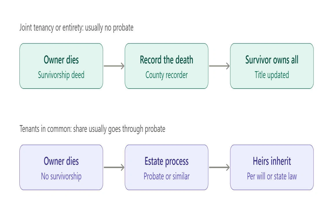 what happens to a jointly owned house when someone dies